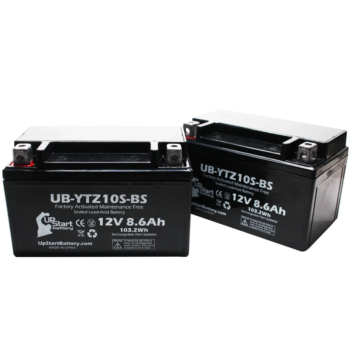 R6S) 600CC Factory Activated, Maintenance Free, Motorcycle Battery - 12V, 8.6Ah, UB-YTZ10S-BS. 2-Pack UpStart Battery Replacement 2011 Yamaha YZF-R6 (excl