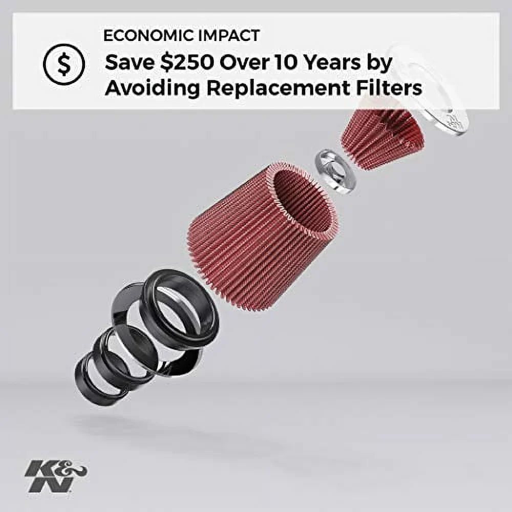 K&N Universal Clamp-On Engine Air Filter: Washable and Resuable: Round Tapered; 6 in (152 mm) Flange ID; 6 in (152 mm) Height; 7.5 in (191 mm) Base; 4.5 in (114 mm) Top , RF-1048