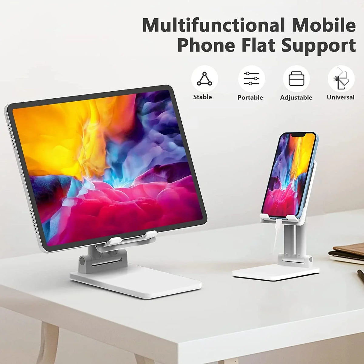 Cell Phone Stand Tablet Phone Holder for Desk Portable Cute Double Rod Anti-Slip Foldable Phone Stand matching