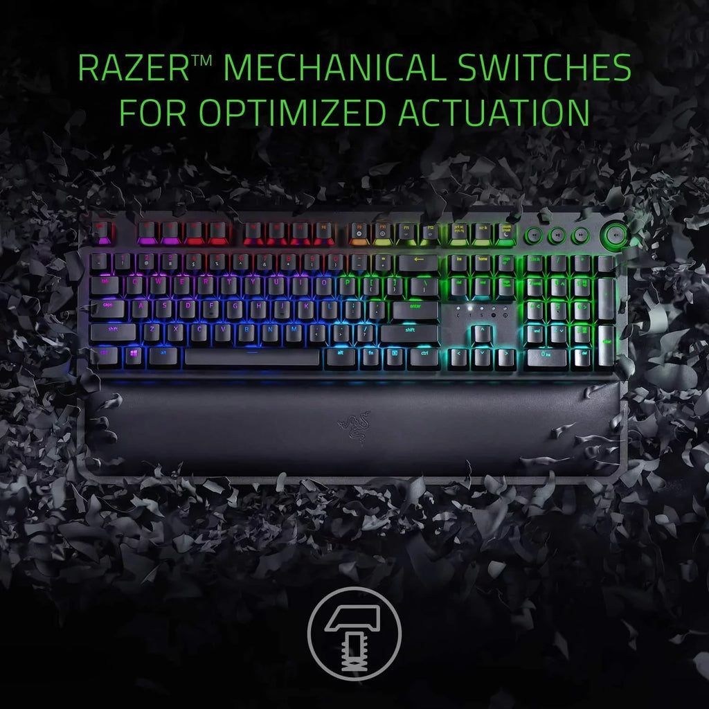 BlackWidow Elite: Esports Gaming Keyboard - Multi-Function Digital Dial with Dedicated Media Controls - Ergonomic Wrist Rest -  Orange Mechanical Switches (Tactile and Silent)