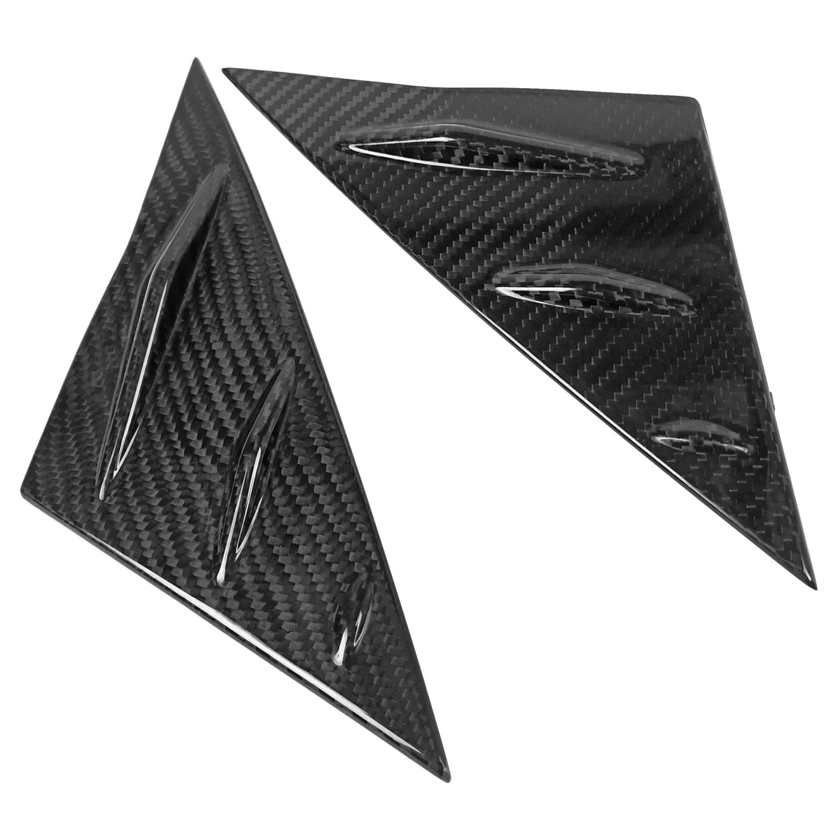 Ikon Motorsports Front Window Louver suitable With 2017-2023 Tesla Model 3, Side 1/4 Scoop shield Real Carbon Fiber Windshield Vent Panel Air Vent Trim 2PCS