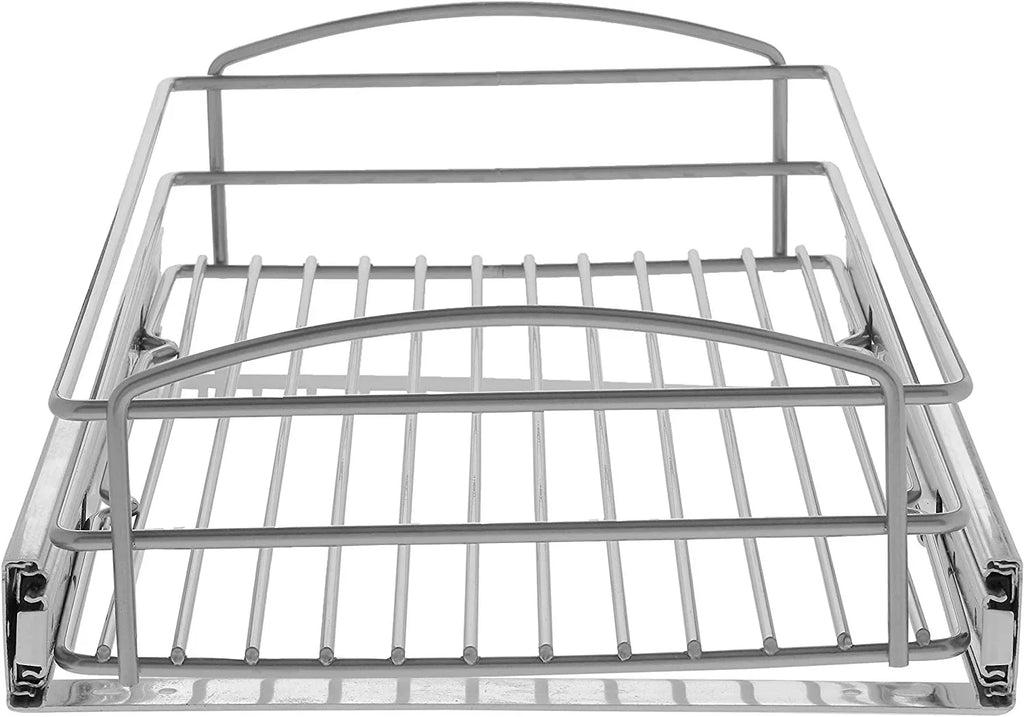 D Multi-Use Pull-Out Basket Cabinet Organizer in Silver. W x 20 in. H x 12 in. Knape & Vogt RS-MUB-11-FN 5 in