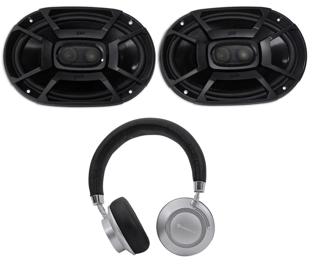 2) Polk Audio DB692 6X9" 450w Car Marine/ATV/Motorcycle/craft Speakers+Headphones