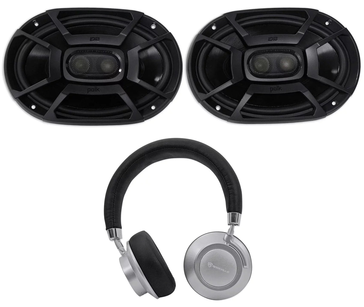 2) Polk Audio DB692 6X9" 450w Car Marine/ATV/Motorcycle/craft Speakers+Headphones