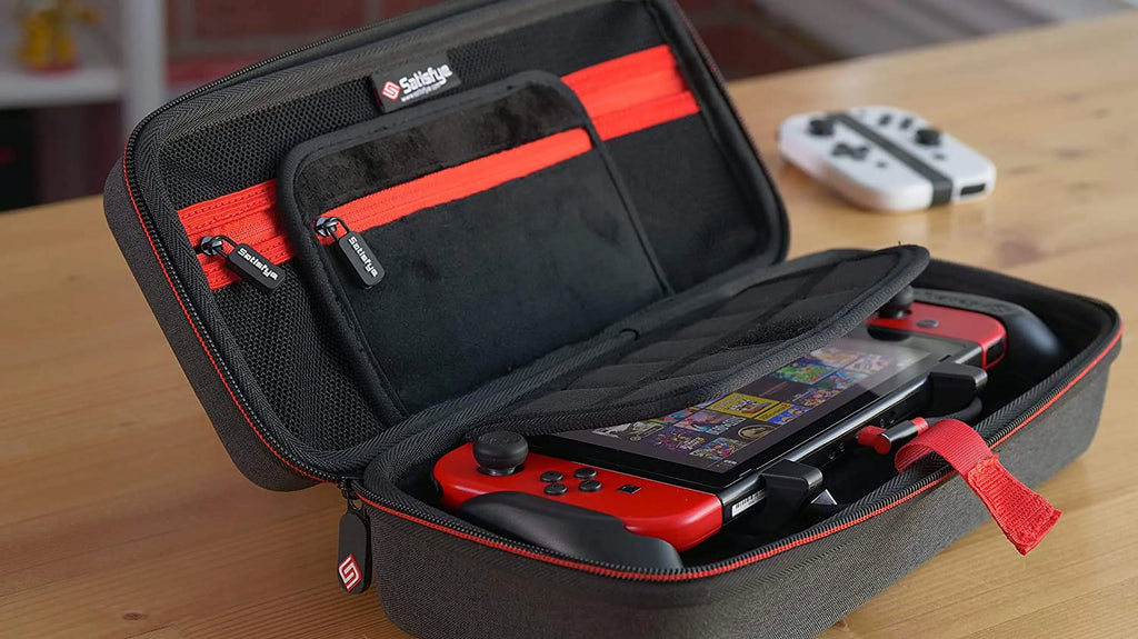 BONUS: 2 Thumbsticks+1 JoyCon Rail. Satisfye ZenGrip Pro Gen 3 OLED Elite Bundle, Accessories matching with Switch - The Bundle includes: Grip, Elite Case and a Low Profile USB C-C Cable