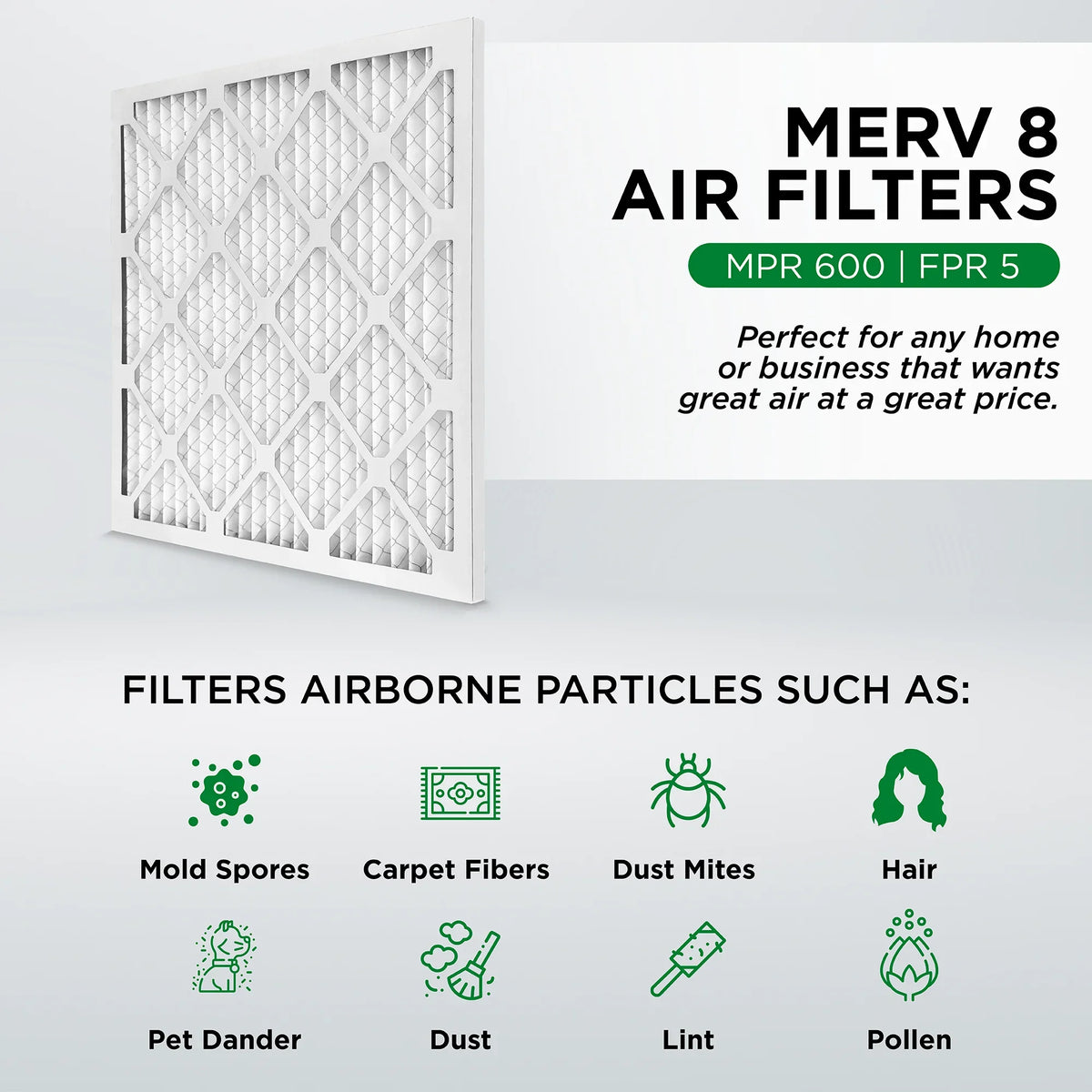Actual Size: 11-7/8 x 29-7/8 x 3/4. Case of 12. Pamlico Air 12x30x1 MERV 8 Pleated AC Furnace Air Filters