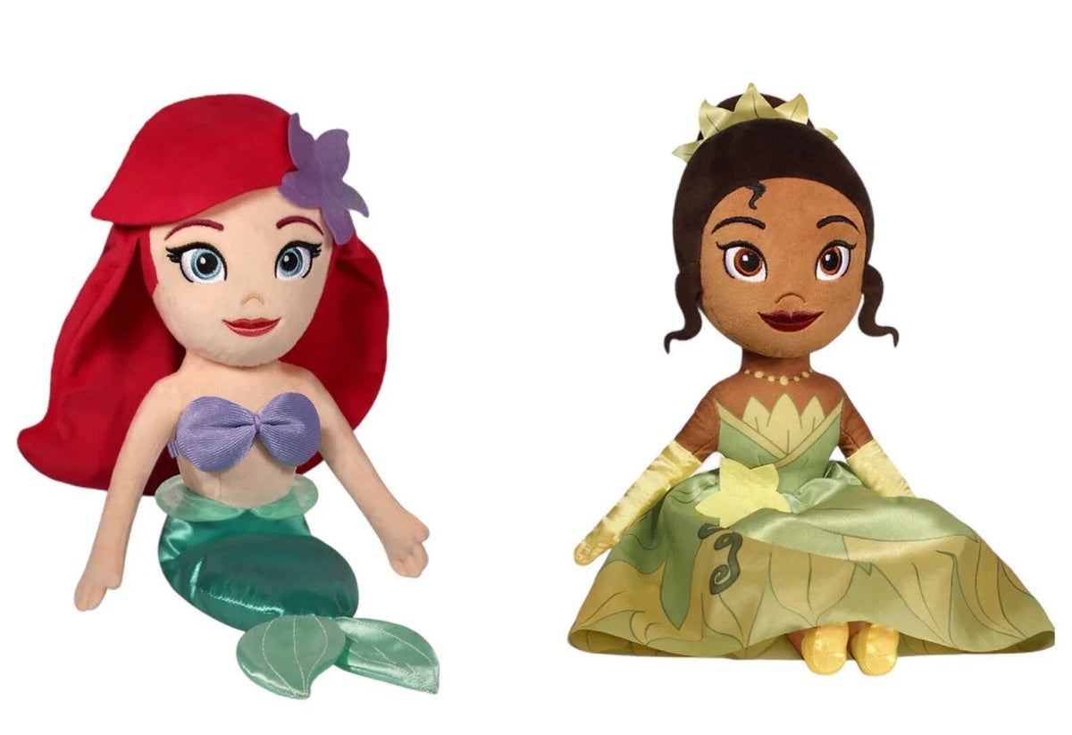 Tiana & Ariel 13” High premium Plush Doll Princess & The Frog Little Mermaid Set New