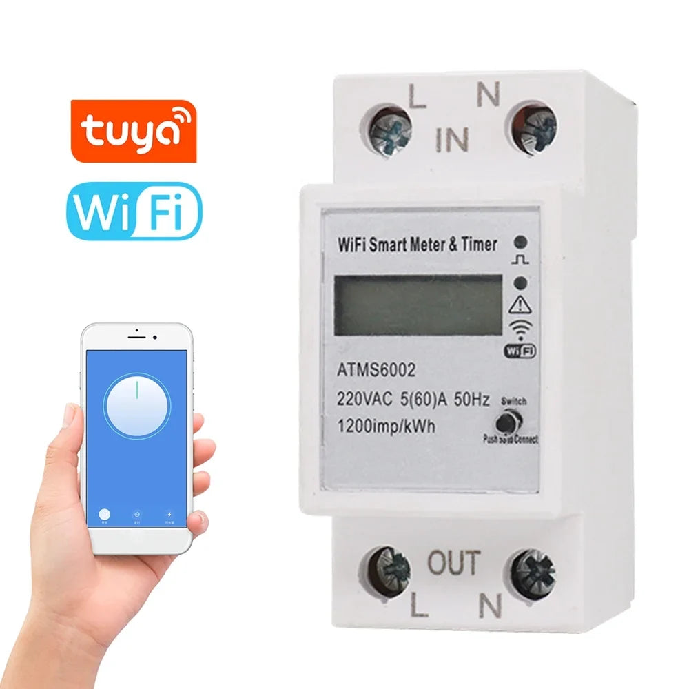 Walmeck WiFi Intelligent Electric Meter Intelligent Energy Meter Timer Home Electric Meter Mobilephone APP Remotes Control No Need Manual Meter Reading Intelligent Home Electric Meter
