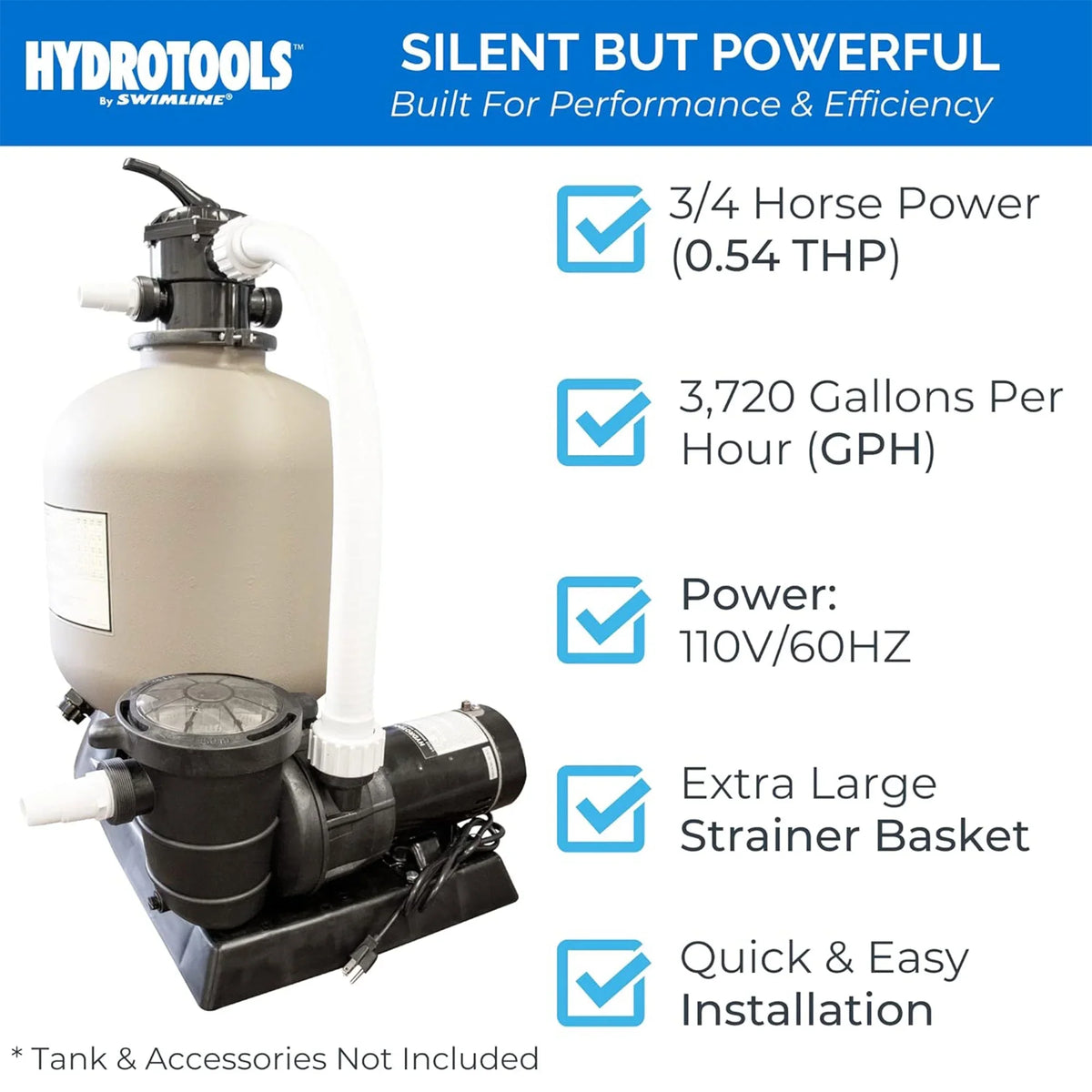 Swimline HydroTools Hydro Flo 0.75  Vertical Discharge Swimming Pool Pump