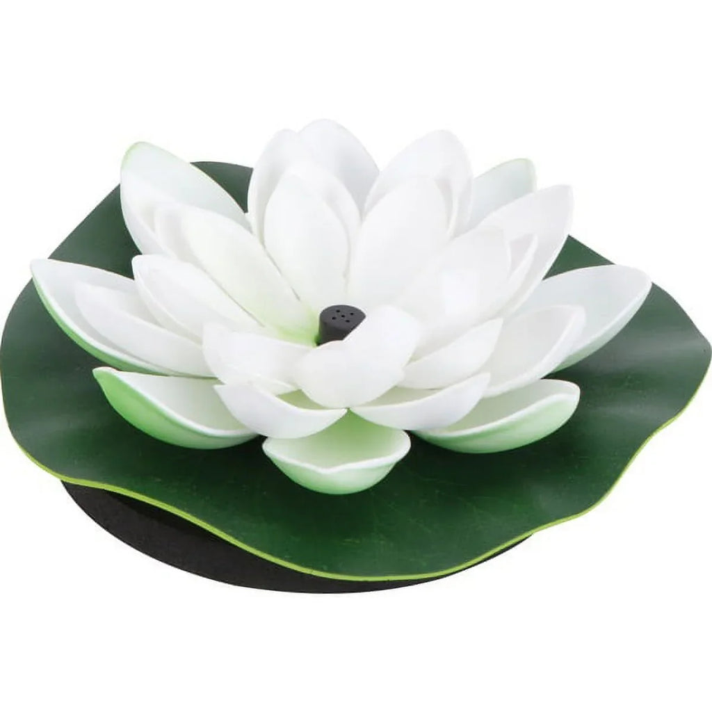 HOTBEST Solar-powered Waterproof Lotus Lamp Lotus Fountain Novel Fish Pond Fountain Garden Decor aqua Lily Bird Bath Fountain(White)