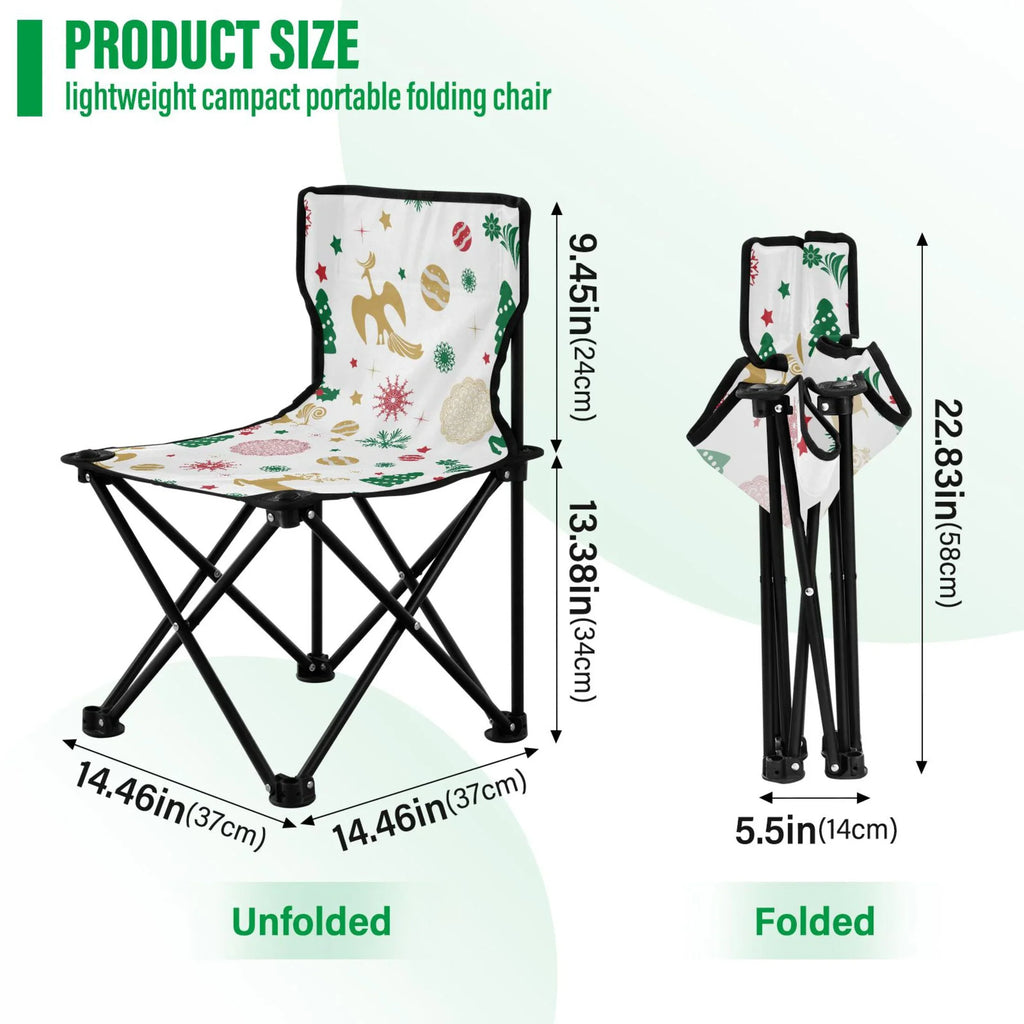 Christmas Deer Stars Snowflakes Portable Camping Chair Outdoor Folding Beach Chair Fishing Chair Lawn Chair with Carry Bag Support to 220LBS