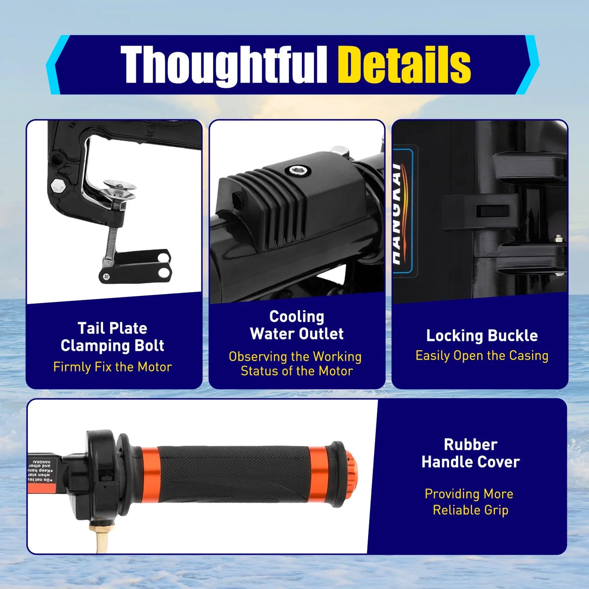 2 Stroke 3.6  Gasoline Outboard Motor, 55cc Fishing craft Engine with moisture Cooling System Clutch Control Black