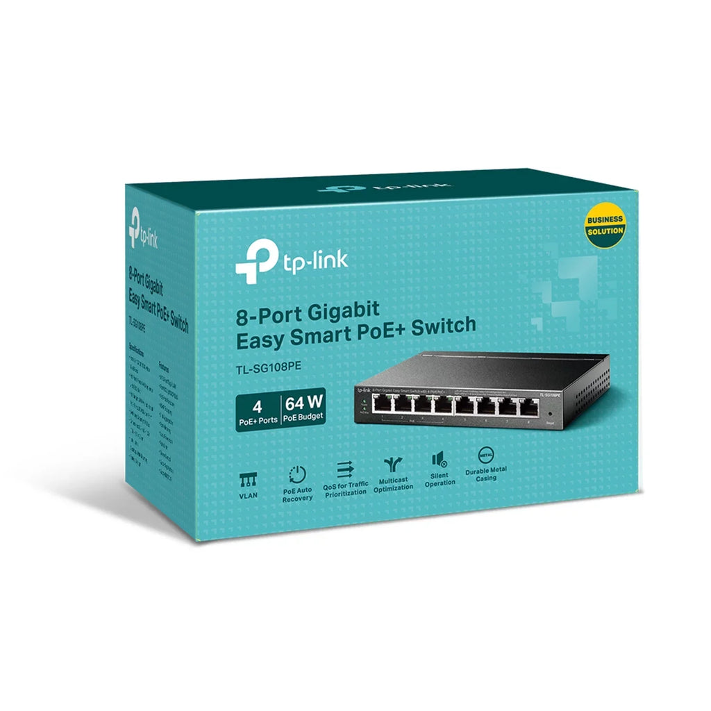 TP-Link TL-SG108PE V3 | 8 Port Gigabit PoE Switch | Easy Smart Managed | 4 PoE+ Ports @64W | Plug & Play | Sturdy Metal w/ Shielded Ports | Fanless | QoS, Vlan & IGMP | Limited Lifetime Protection