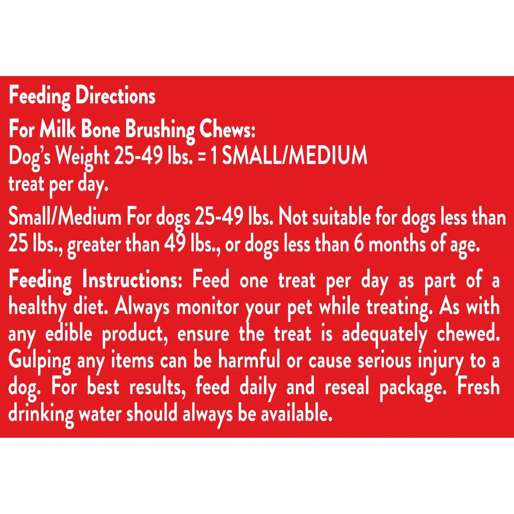 Bag, 25 Bones Per Bag. Milk-Bone Brushing Chews Daily Dental Dog Treats, Small/Medium, 19.6 Oz