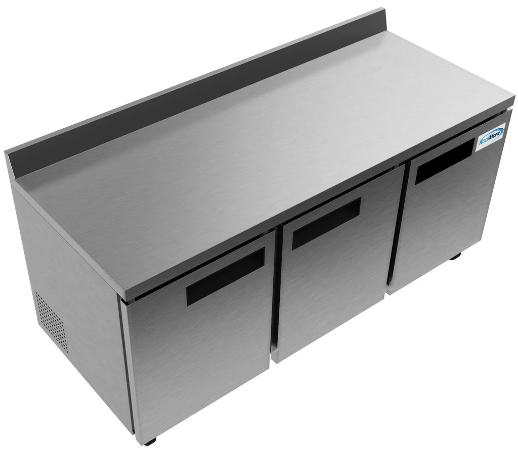ft.. Backsplash – 16.9 Cu. Three-Door Worktop Refrigerator with 3.5 in. KoolMore 72 in