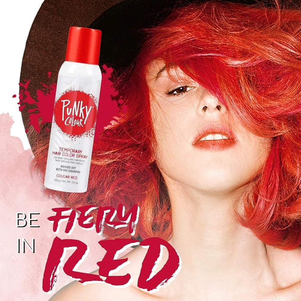 Punky Temporary Hair Color Spray, Cougar Red, Non-Damaging Spray-On Hair Dye Instant Vivid Hair Color, 3.5 oz, 1-Pack