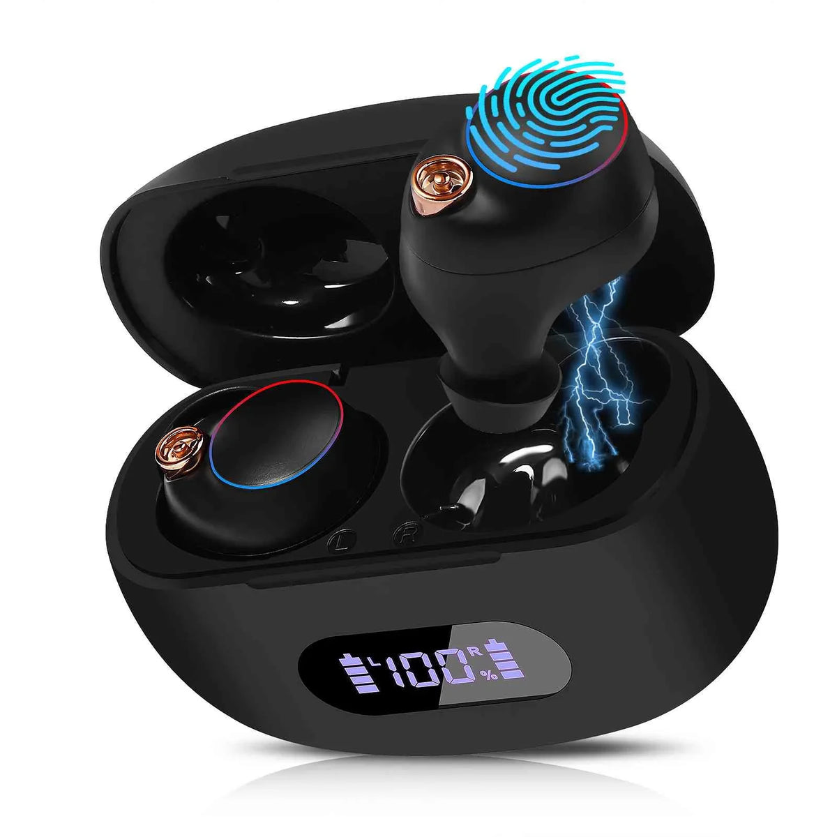 UrbanX True Wireless Bluetooth Earbuds + Charging Case, Black, Dual Connect, IPX5 liquid Resistance, Bluetooth 5.2 Connection, Balanced, Bass Boost suitable with  Tab3 8 Plus