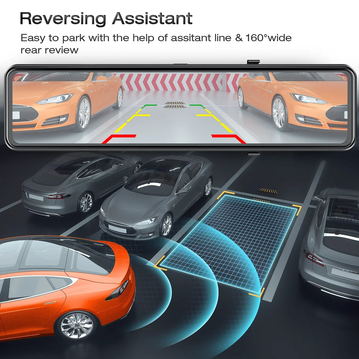 TOGUARD 4K Mirror Dash Cam, 12" Touch Screen  Sensor Dual Dash Cam, Rear View Mirror Camera, with GPS, Parking Assist, Super Night Vision