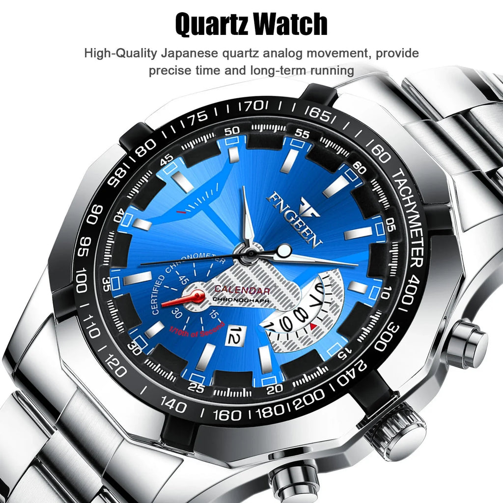 Waterproof Men's Watch Stainless Steel Analog Quartz Luxury Classic Wristwatch