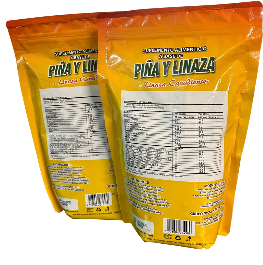 '- 2 Pack. GN+Vida Piña y Linaza -Linaza Canadiense- Omega 3-6-9 -470 gr