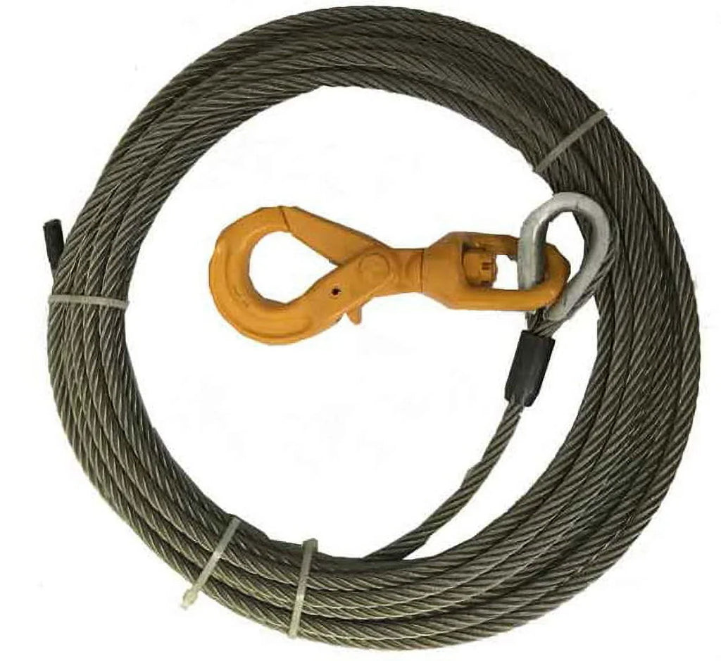 Mytee Products 3/8" x 75' Winch Cable Steel Core Rope Wrecker Tow Truck Rollback Self Locking, 15,087 lbs Ultimate Breaking Strength