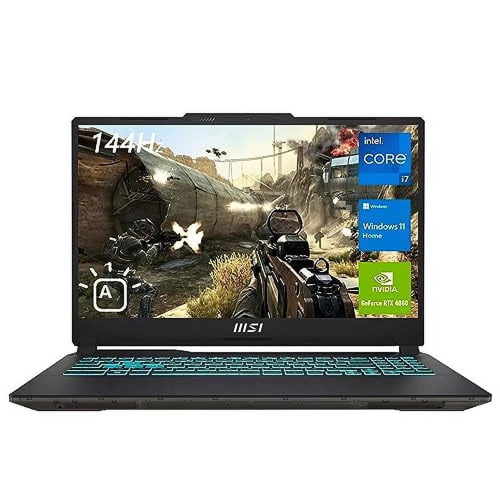 MSI Cyborg 15 Gaming Laptop, 15.6" FHD 144Hz Display,  Core i7-12650H, NVIDIA GeForce RTX 4060, 32GB DDR5 RAM, 1TB SSD, Webcam, Backlit Keyboard, Wi-Fi 6, Windows 11 Home, Translucent Black