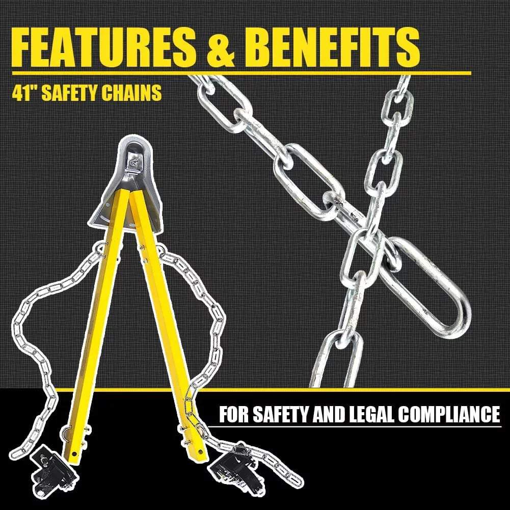HPDAVV Yellow Adjustable Tow Towing Bar / Adjustable Tow Bar Kit Bumper Mount 5000lb w/Chains RV Car Truck matching with Jeep System