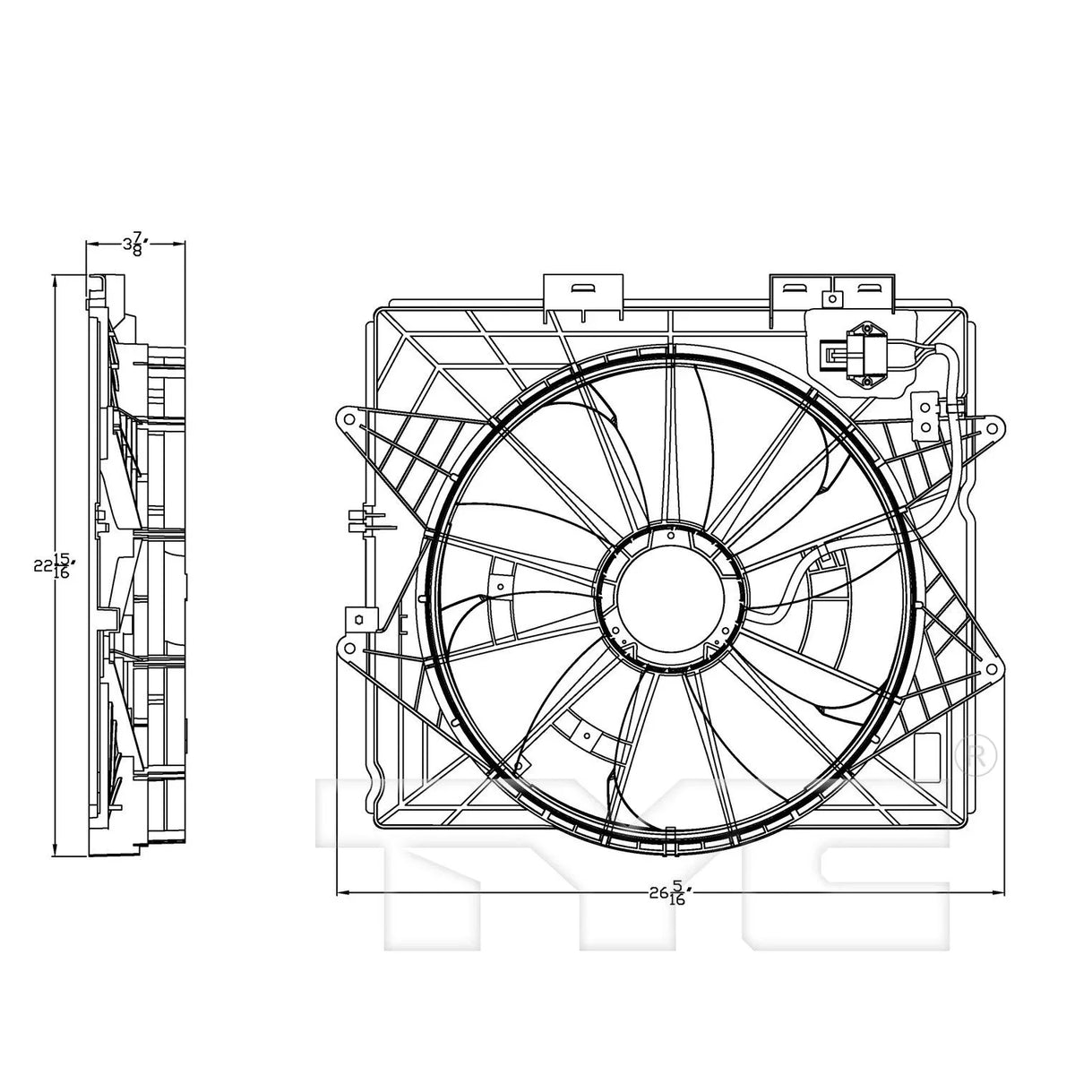 Dual Radiator and Condenser Fan Assembly Fits select: 2009-2015 CADILLAC CTS, 2009 CADILLAC SRX