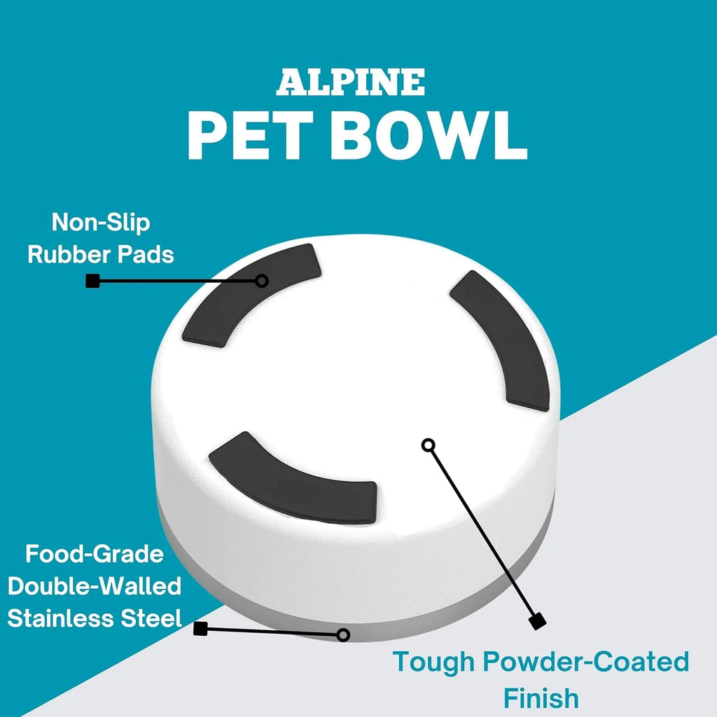 ALPINE Set of 2 Stainless Steel Dog Bowls, Non Slip, Metal Pet Bowl for Food and aqua, Double Walled Insulated, Rustproof, Dishwasher Safe (32 oz, Pink)