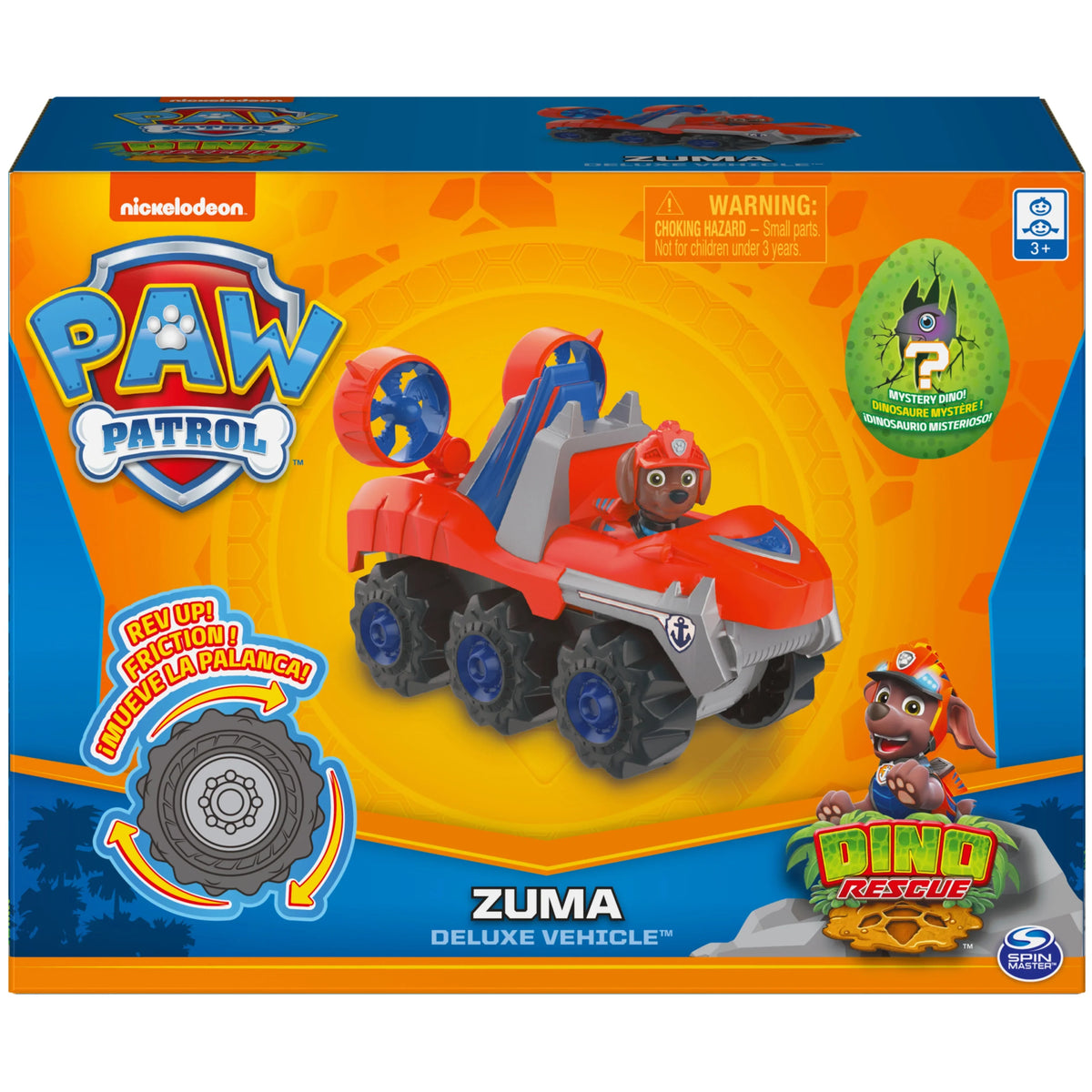 PAW Patrol, Dino Rescue Zuma’s Deluxe Rev Up Vehicle with Mystery Dinosaur Figure, Preschool Toys for Boys & Girls Ages 3 and Up