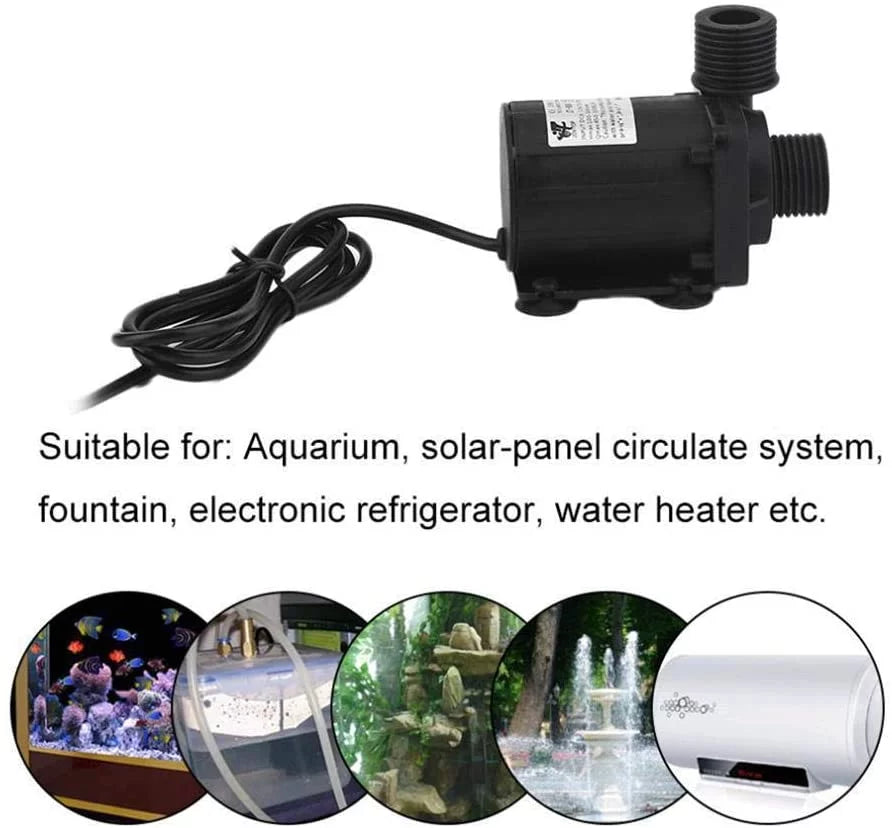 DC 12V Brushless aqua Pump 1/2'' Male Thread Centrifugal Submersible Pump 800L/H 210GPH 4M/13ft for Fountain Solar Panel Pond Aquarium liquid Circulation System