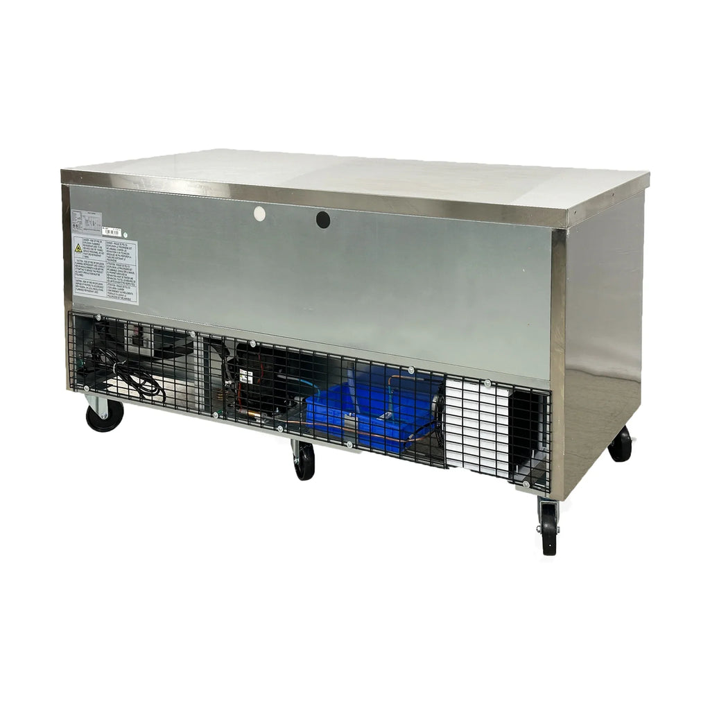 Stainless Steel Three-Door Commercial Freezer Heavy Duty. Commercial Undercounter Freezer 19 Cu.Ft. 72 in
