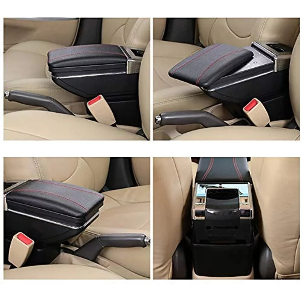 OUKANING Automotive Armrest Rotatable Black Leather Center Console Storage Box For Nissan Versa Tiida Latio 2007-2011 Automotive Body Parts