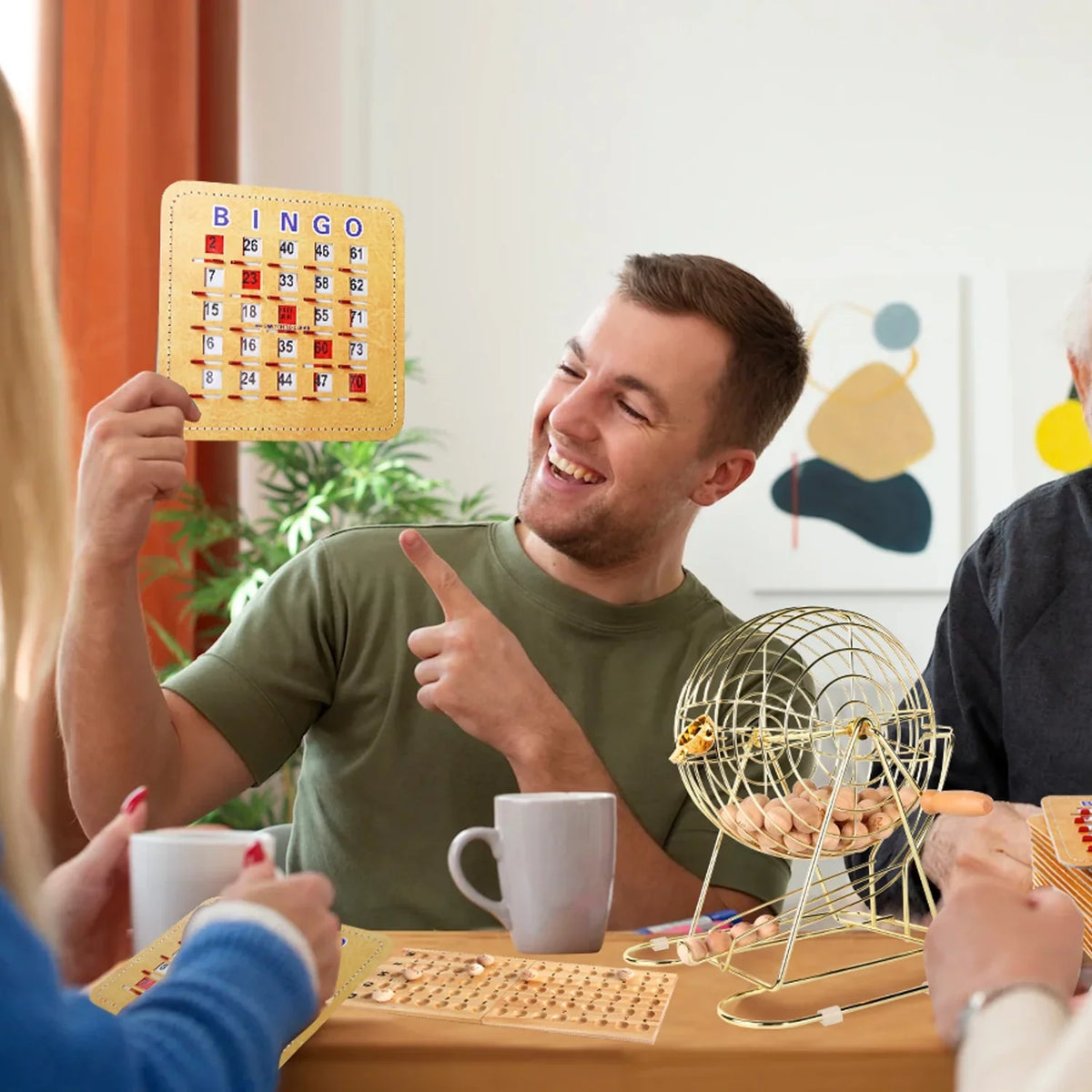 excellent for Kids, Adults and Family Party. GSE Games & Sports Expert Deluxe Bingo Game Set with Gold Bingo Cage, Wood Masterboard, Wood Bingo Balls and Shutter Bingo Cards