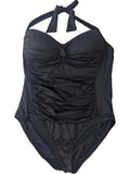 Womens Liz Claiborne Black White One Piece Halter Top Swimming Suit
