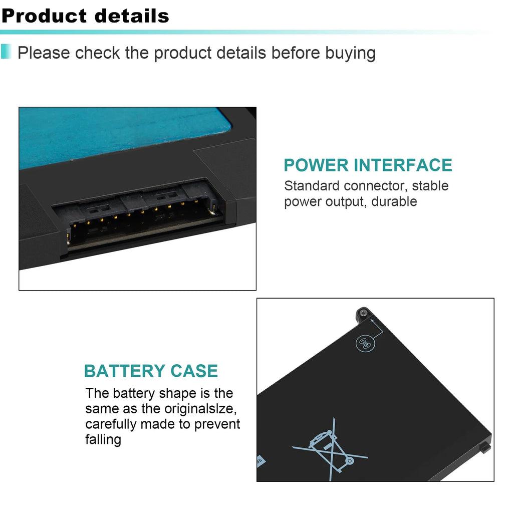 For  Latitude 5300 5310 (2-in-1) 7300 7400 60Wh Laptop Battery MXV9V
