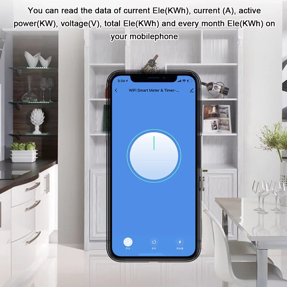 Walmeck WiFi Intelligent Electric Meter Intelligent Energy Meter Timer Home Electric Meter Mobilephone APP Remotes Control No Need Manual Meter Reading Intelligent Home Electric Meter