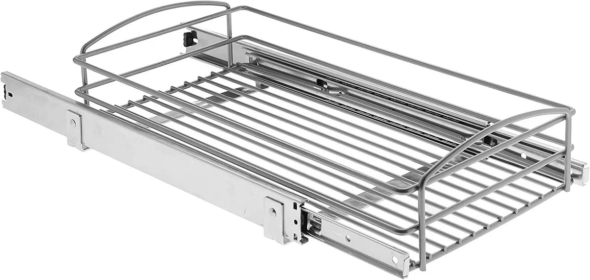 D Multi-Use Pull-Out Basket Cabinet Organizer in Silver. W x 20 in. H x 12 in. Knape & Vogt RS-MUB-11-FN 5 in