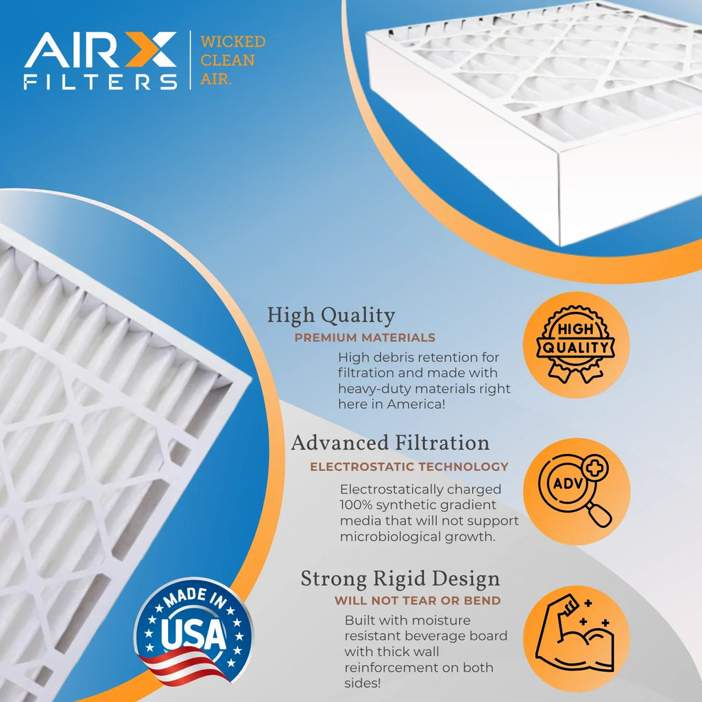 16x20x4 Air Filter MERV 8 Comparable to MPR 700 & FPR 5 suitable with Bryant Carrier FILXXFNC-0017 Premium USA Made 16x20x4 Furnace Filter 2 Pack by AIRX FILTERS WICKED CLEAN AIR.