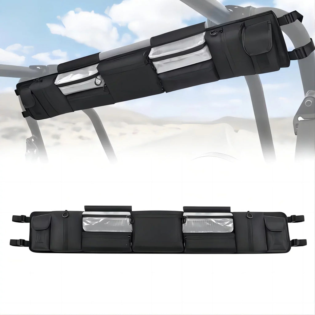 MICTUNING UTV Roll Cage Organizer, Cargo Rear Storage Bag Gear Tool Bag with Multiple Pockets appropriate