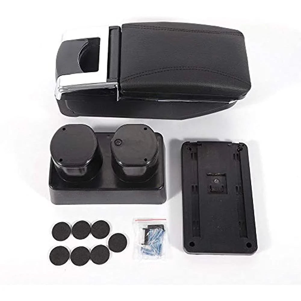 OUKANING Automotive Armrest Rotatable Black Leather Center Console Storage Box For Nissan Versa Tiida Latio 2007-2011 Automotive Body Parts