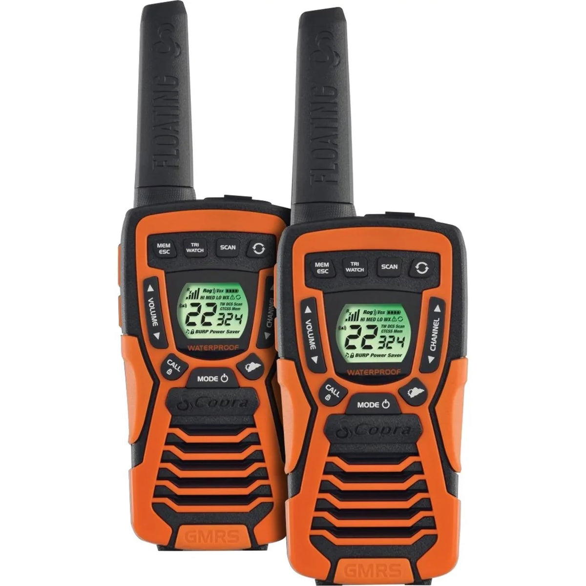 COBRA ACXT1035R FLT Floating Walkie Talkies- Waterproof, Rechargeable, Long Range up to 37-Mile Two Way Radio with NOAA atmospheric conditions Alert & VOX ( 2 Pack )