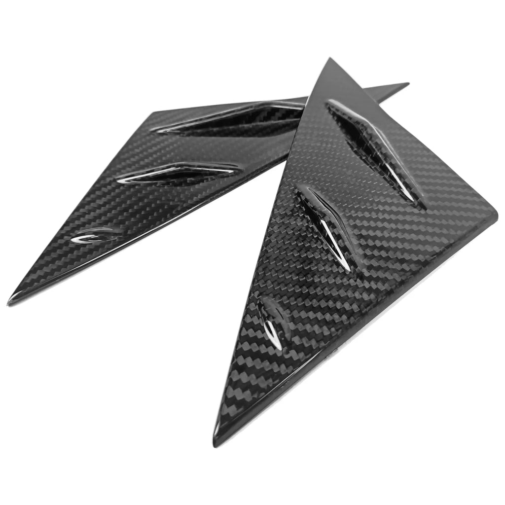 Ikon Motorsports Front Window Louver suitable With 2017-2023 Tesla Model 3, Side 1/4 Scoop shield Real Carbon Fiber Windshield Vent Panel Air Vent Trim 2PCS