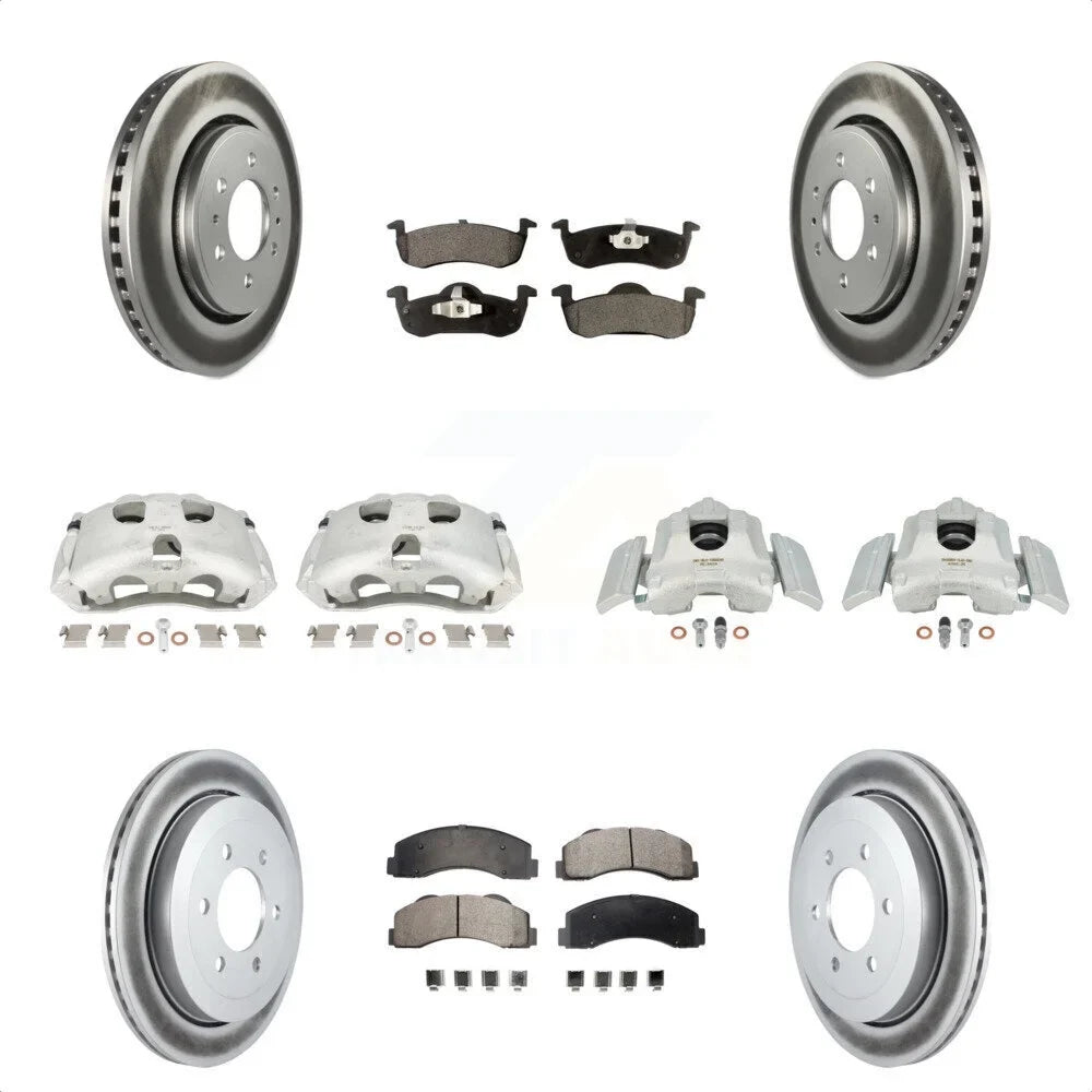 Transit Auto Front Rear Disc Brake Caliper Coated Rotors And Semi-Metallic Pads Kit (10Pc) For 2010-2017  Expedition Lincoln Navigator KCG-100916P