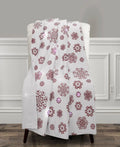 The Mountain Home Collection LED Snowflake Rush Throw, White/Red 50" x 60"