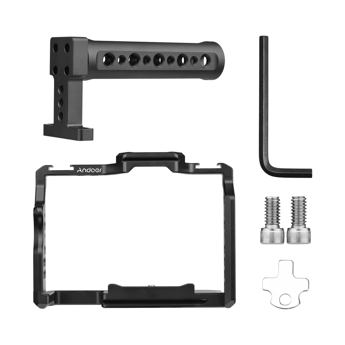 7299 Video Cage + Handle Kit Aluminum Alloy with Dual Cold Shoe Mounts Numerous 14 Inch Threads Replacement for  A7IV/ A7III/ A7II/ A7R III/ A7R II/ A7S II