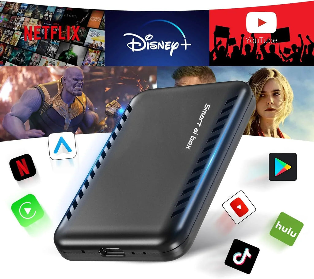[2024 Newest] The Drivebox Pro for Car Autoflix,4 in 1 Android Auto Wireless Adapter & CarPlay Wireless Adapter with Netflix/Youtube/Screen Mirroring, Magic Link CarPlay Box Stream to Your Car