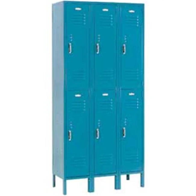 Paramount Double Tier 6 Door Ready to Assemble Locker, Blue. Global 652079BL 12 x 18 x 36 in