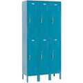 Paramount Double Tier 6 Door Ready to Assemble Locker, Blue. Global 652079BL 12 x 18 x 36 in