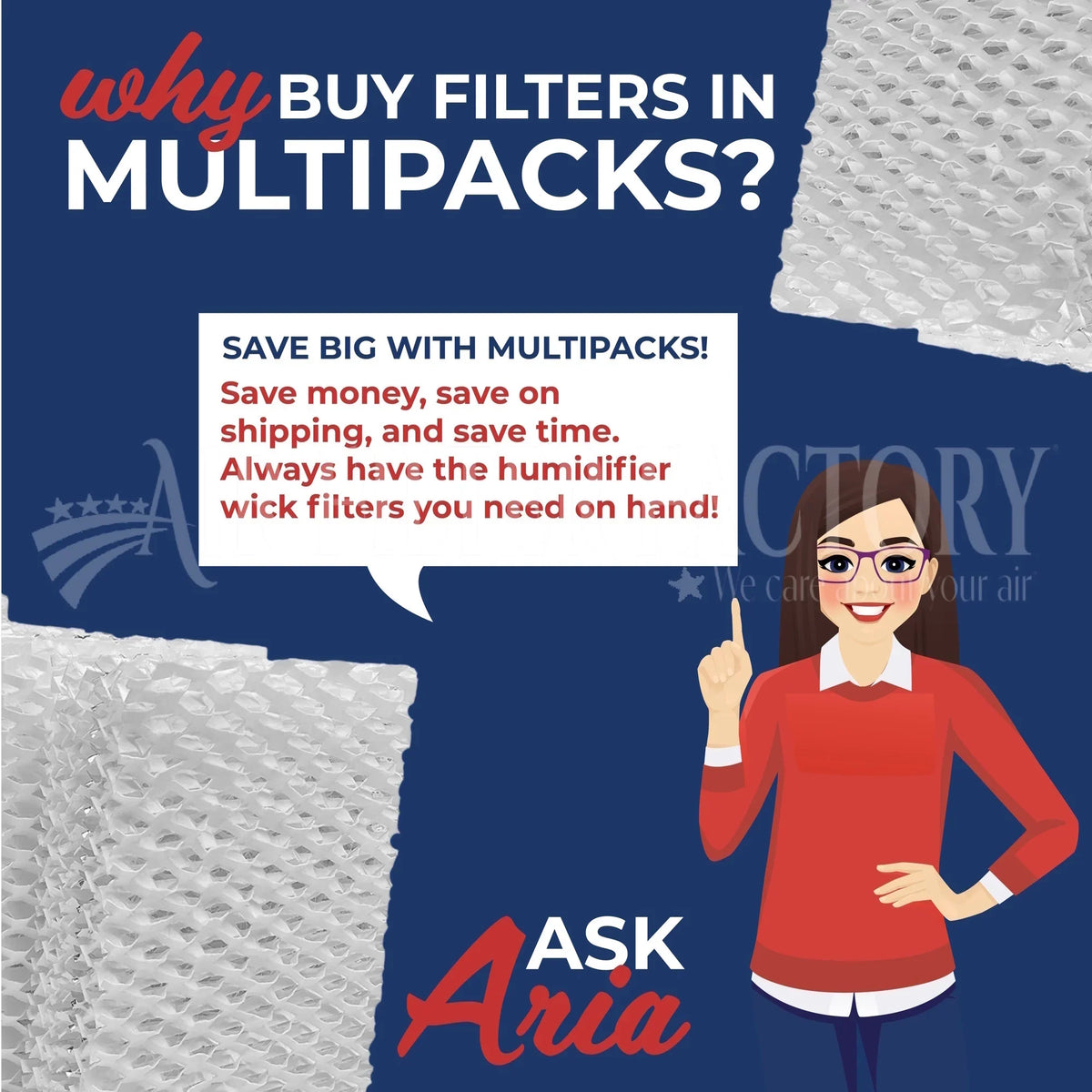 3-Pack matching for Bionaire BWF1500-UC Humidifier Filter by Air Filter Factory